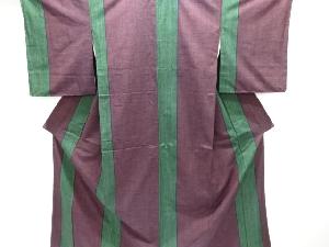 未使用品　仕立て上がり　重要無形文化財本場結城紬　縞織り出し着物